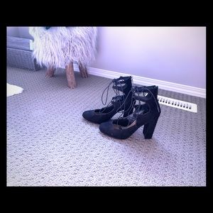 Heeled lace up booties